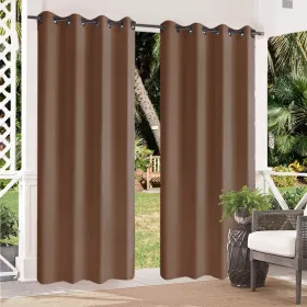 Luxury Outdoor Woolen Curtains With Straps, High-End Blackout Curtains For Living And Bedrooms, Thick And Warm, Home Decor (Option: 50inch108inchbrown)