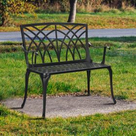 38 Inch Orchid Backrest Black Aluminum Bench (Color: Black)