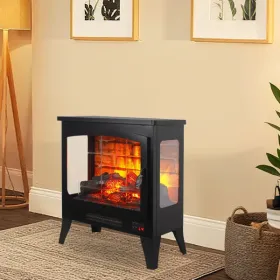 21 InchThree-sided Freestanding Electric Fireplace Stove Heater With 3D Flame Effect With Remote Control--Self-pickup Is Not Supported (Option: defaulttitle)