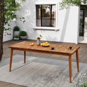 Acacia Wood Dining Table 8-Person Outdoor Table, Farmhouse Furniture For Patio, Garden, Backyard, Teak 180 LBS Weight Capacity 72L (Option: Teak)