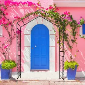 Metal Garden Arch L56.3'' X W16.93'' X H94.5'' Climbing Plants Support Rose Arch Outdoor Black (Option: Black)