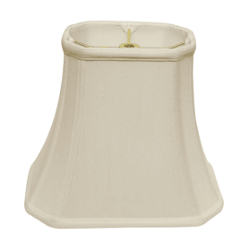 Slant Cut Corner Rectangle Bell Softback Lampshade With Washer Fitter, White (Color: White)