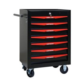 Rolling Metal Tool Chest With 7 Drawers, 20  7-Drawer Tool Chest Cabinet With Ball Bearing Drawer Slides, Steel Tool Storage Box Organizer -BLACK (Option: BlackRed)