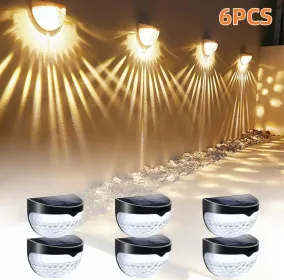 12/6 Solar Fence Lights, Solar Platform Lights, Solar Wall Lights, Rechargeable Solar Cells, Suitable For Front Porches, Security Lights, Wall In (Option: Warmcolors-6PCS)