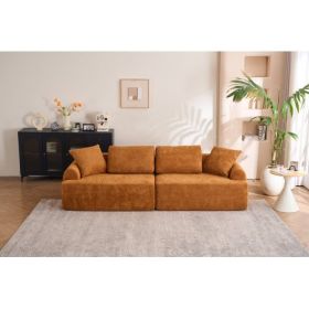 LY-024OR COMPRESSION SOFA4-seater Combined Sofa, Crochet Yarn Fabric, Full Sponge Compression Sofa,combined Sofa With 4 Pillows For Home Living (Color: Orange)