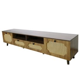 TV Station, TV Room, Entertainment Center, Can Accommodate 65 Inch TV, UV Open Drawers, Solid Wood Legs, Can Be Placed In Living Room, Bedroom, T (Color: Brown)