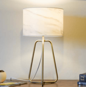 New Design Small Modern Stylish Desk Lamp In Stock In The United States, Easy To Install, Optima Marble Lampshade Table Lamp - Bronze 110V Metal (Color: White)