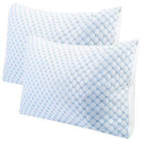 2Pcs Or 1Pc Cooling Memory Foam Pillow Ventilated Soft Bed Pillow With Cooling Gel Infused Memory Foam Machine Washable (Option: Queen-2Pcs)