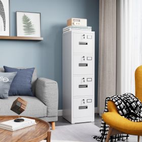 4 Drawer File Cabinet, Metal Vertical Office Filing Cabinet With 4 Drawers, Name Card Holder For A4 Letter,Legal Size, Assembly Required (Color: White)