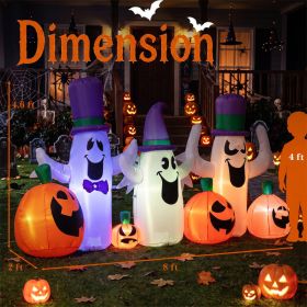 8 FT Blow Up Cute Ghosts And Pumpkins With Built-in RGB LED Lights For Halloween (Option: Multicolor)