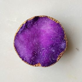 Golden Edge Natural Stone Device Grip (Color: Raw Purple)