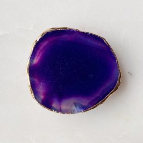 Golden Edge Natural Stone Device Grip (Color: Purple Agate)