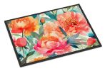 NEW Peonies in Watercolor Doormat Front Door Mat Indoor Outdoor Rugs for Entryway, Non Slip Washable Low Pile, 18H X 27W
