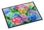 Hydrangeas in Watercolor Doormat Front Door Mat Indoor Outdoor Rugs for Entryway, Non Slip Washable Low Pile, 24H X 36W