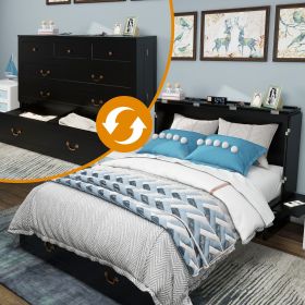 Murphy Bed Cabinet, Queen Murphy Bed with USB and Charging Ports, Murphy Bed Cabinet with Drawer Includes Storage Cabinet (Color: MFC-7-B)