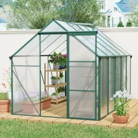 No Provide Self Pick-up 6X10FT Polycarbonate Greenhouse Raised Base And Anchor Aluminum Heavy Duty Walk-in Greenhouses For Outdoor Backyard In Al (Option: defaulttitle)