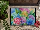 Hydrangeas in Watercolor Doormat Front Door Mat Indoor Outdoor Rugs for Entryway, Non Slip Washable Low Pile, 24H X 36W
