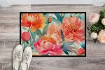 NEW Peonies in Watercolor Doormat Front Door Mat Indoor Outdoor Rugs for Entryway, Non Slip Washable Low Pile, 18H X 27W