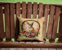 Chihuahua and Flowers Throw Pillow Machine Washable, Indoor Outdoor Decorative Pillow for Couch, Bed or Patio, 14Hx14W