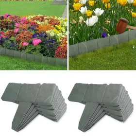 20 PCS Cobbled Stone Effect Plastic Garden Lawn Border Edging (Option: Grey)