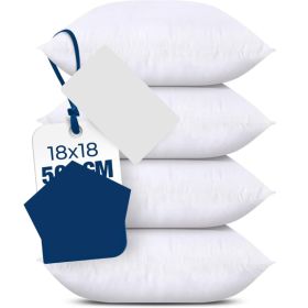 Set Of 4 Decorative Throw Pillow Inserts, 18x18 Inch (Option: White)
