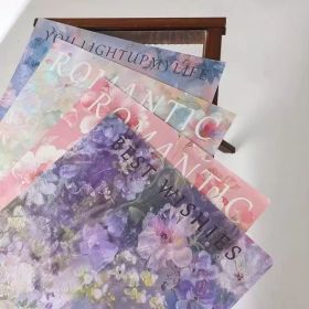 10 Sheet Of Double Sided Flower Wrapping Paper (Option: Purple)