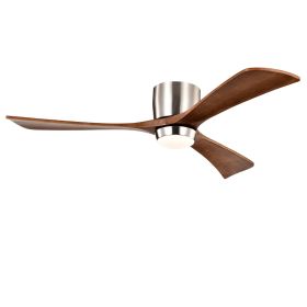 Ceiling Fan With Lights Remote Control,Quiet DC Motor 3 Wood Blade Ceiling Fans 6 Speed Levels,Reversible Ceiling Fan, For Patio Living Room, Bed (Option: Nickel)