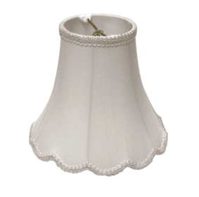 Slant Scallop Bell Softback Lampshade With Washer Fitter, White (Color: White)
